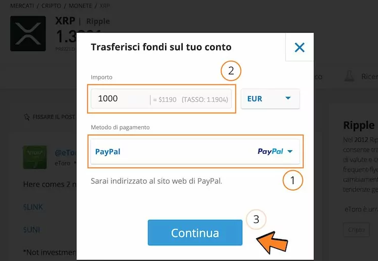 etoro deposito paypal