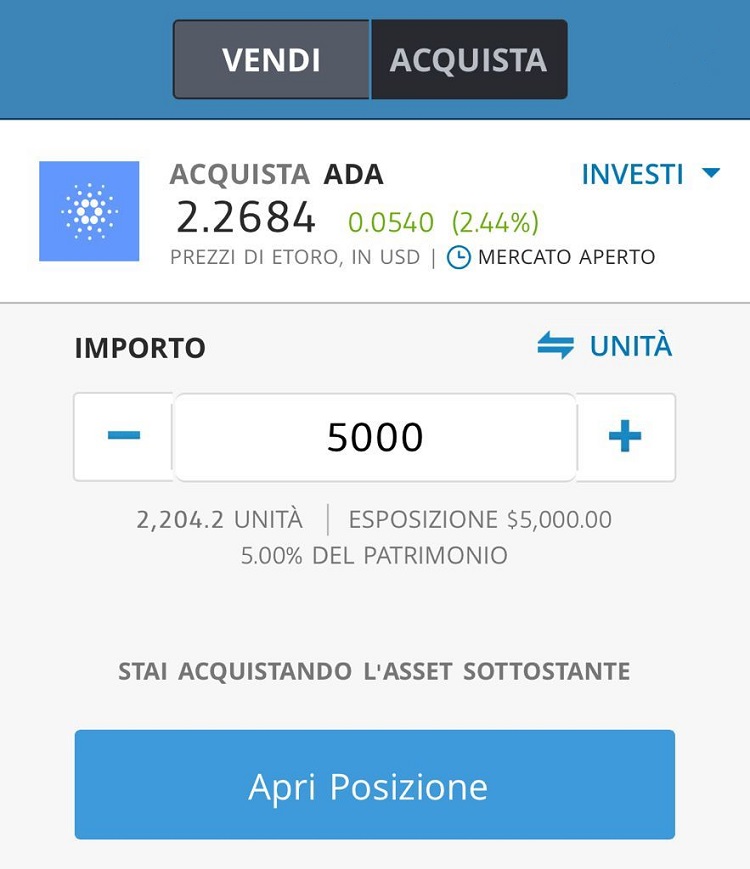 Comprare Cardano